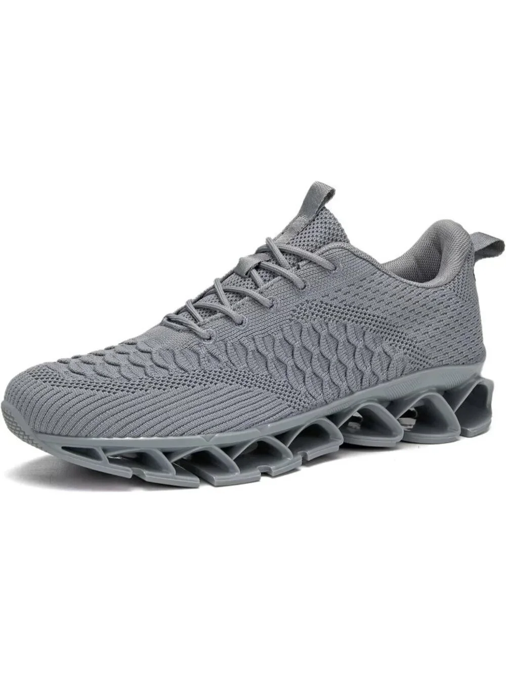 Mens Grey A Comfort Non Slip Blade Tennis Athletic Trainer Slip on Sneaker Shoes